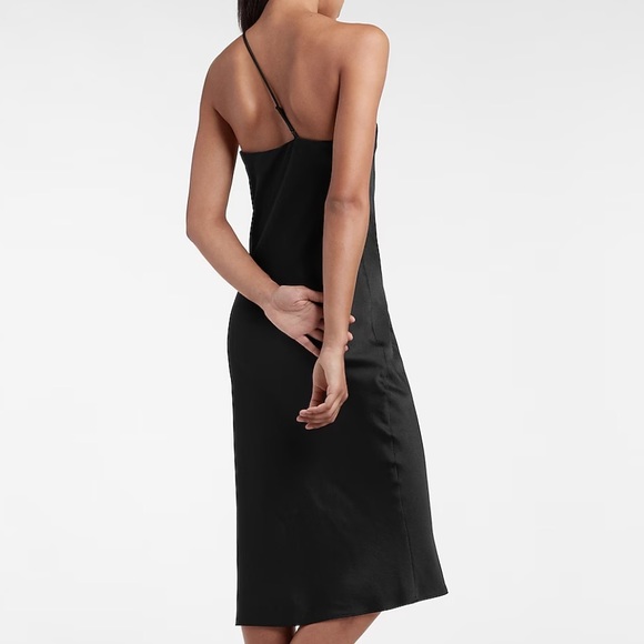 Satin cross back one shoulder dress - Picture 3 of 5